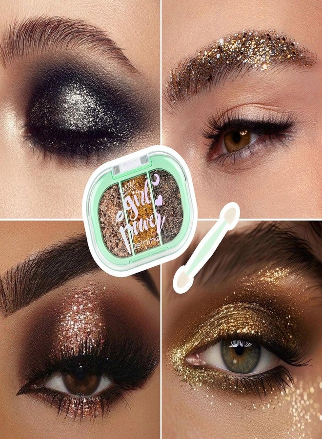 FREEORR Glitter Makeup Set for Hair, Face and Body, 6 in 1 Metallic Shimmer Kit Include Glitter Primer and Eyeshadow Palette, 2 Pack Shimmer Powder, Eyeliner, Long Wearing Sparkle Festival Makeup - Image 4